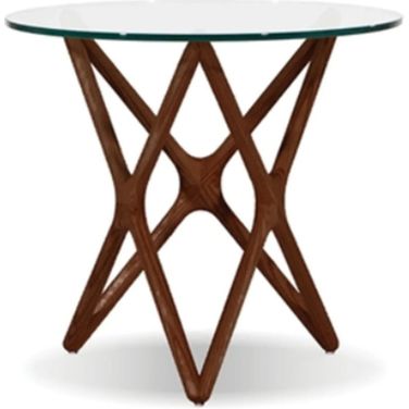 Quasar Clear Glass Top With Ash Stained Light Walnut Base Low End Table