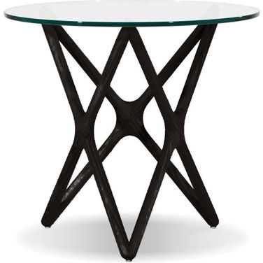 Quasar Clear Glass Top With Black Crown Cut Beech End Table Low