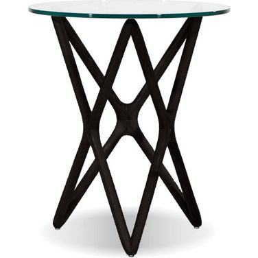 Quasar Clear Glass Top With Black Crown Cut Beech Tall End Table
