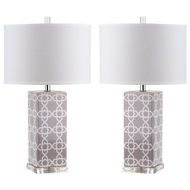 Quatrefoil 27-Inch H Table Lamp in Grey Set of 2