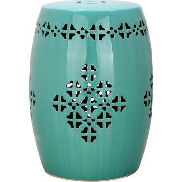 Quatrefoil Light Blue Garden Stool
