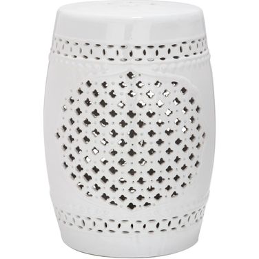 Quatrefoil White Garden Stool ACS4506A