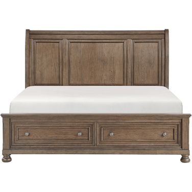 Bethel Queen Platform Bed with Footboard Storage In Brown