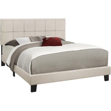 Queen Size Bed In Beige Linen