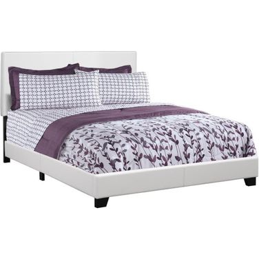 Queen Size Bed In White Leather Look