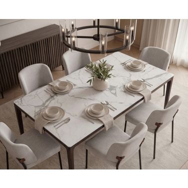 Queens 78.75 Inch Queens Dining Room Set In White and Smoke Grey