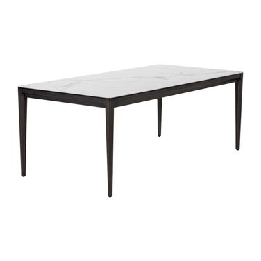 Queens 78.75 Inch Queens Dining Table In White and Smoke Grey