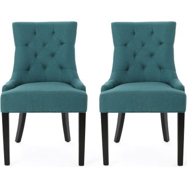 Quenching Dining Chair with Tufted Diamond Stitching and Sloped Arms Set of 2 In Teal