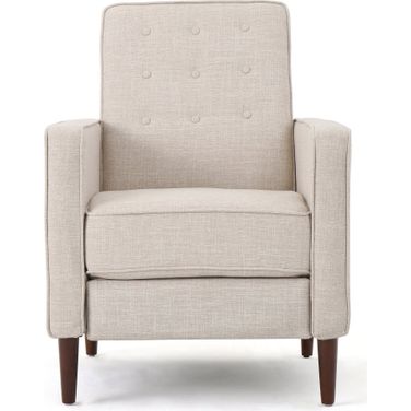Quest Fabric Recliner with Button Tufted Back and Square Arm In Beige