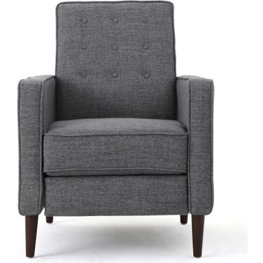 Quest Fabric Recliner with Button Tufted Back and Square Arm In Grey