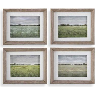 Quiet Meadows Framed Prints Set of 4 In Green