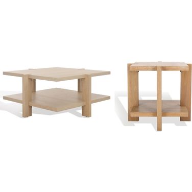 Quigley Occasional Table Set In Natural Cerused Oak