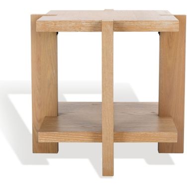 Quigley Square Wood Accent Table In Weathered Grey