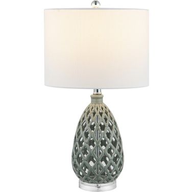 Quin 25 Inch Grey Ceramic and Iron Table Lamp Set of 2