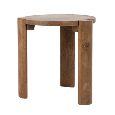 Quincy Round Mango Wood Side Table In Walnut