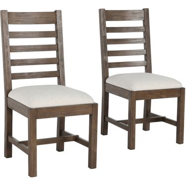 Quincy Upholstered Dining Chair In Distressed Brown - Set of 2