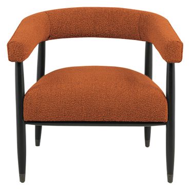 Quinn Arm Chair In Rust Boucle with Space Black Wood Frame