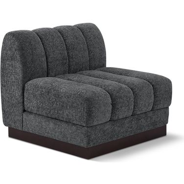 Quinn Chenille Fabric Armless Chair In Grey