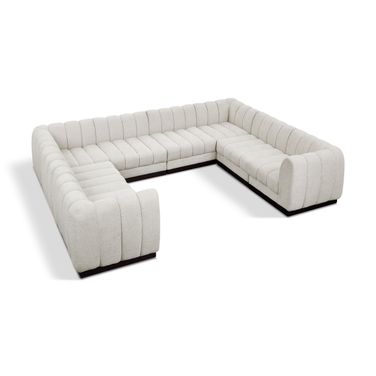 Quinn Chenille Fabric 8 Piece Modular Sectional In Cream