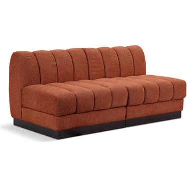 Quinn Chenille Fabric 2 Seater Modular Sofa In Cognac