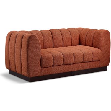 Quinn Chenille Fabric 2 Seater Modular Sofa with Arm Support In Cognac