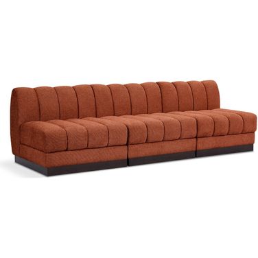Quinn Chenille Fabric 3 Seater Modular Sofa In Cognac