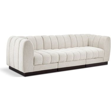 Quinn Chenille Fabric 3 Seater Modular Sofa with Arm Support In Cream