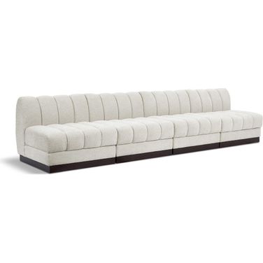 Quinn Chenille Fabric 4 Seater Modular Sofa In Cream