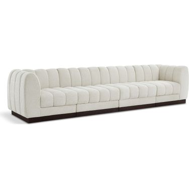 Quinn Chenille Fabric 4 Seater Modular Sofa with Arm Support In Cream