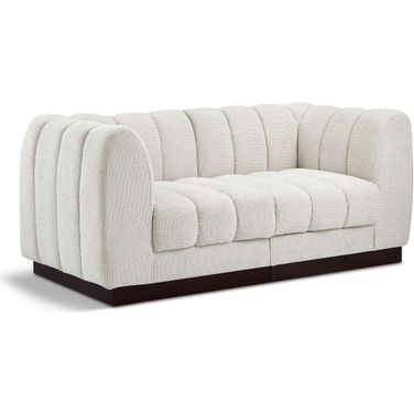 Quinn Chenille Fabric 2 Seater Modular Sofa with Arm Support In Cream