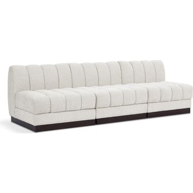 Quinn Chenille Fabric 3 Seater Modular Sofa In Cream