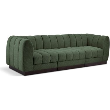 Quinn Chenille Fabric 3 Seater Modular Sofa with Arm Support In Green