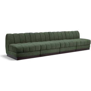 Quinn Chenille Fabric 4 Seater Modular Sofa In Green