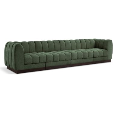 Quinn Chenille Fabric 4 Seater Modular Sofa with Arm Support In Green