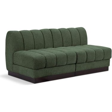 Quinn Chenille Fabric 2 Seater Modular Sofa In Green