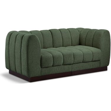 Quinn Chenille Fabric 2 Seater Modular Sofa with Arm Support In Green