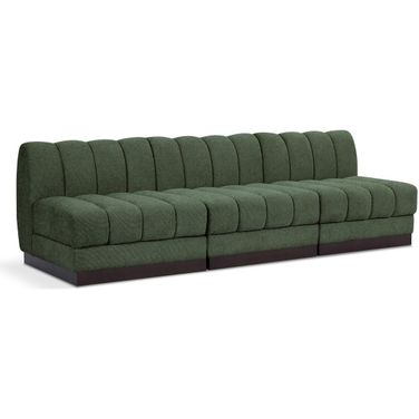 Quinn Chenille Fabric 3 Seater Modular Sofa In Green