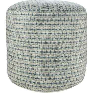 Quino Geometric Hand-Woven Ottoman Pouf In Blue and Green