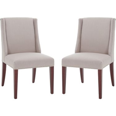 Rachel Taupe and Cherry Mahogany 21 Inch Arm Chair with Nailhead Detail Set of 2