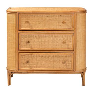 Radenza Rattan 3-Drawer Storage Cabinet In Light Honey