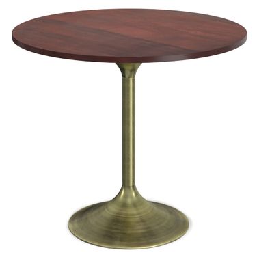 Radford Round Dining Table In Walnut and Antique Brass