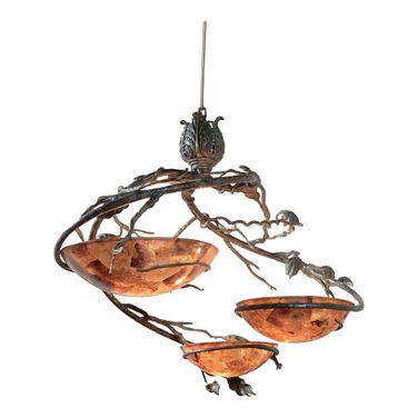 Radiant Chandelier In Verdigris and Amber