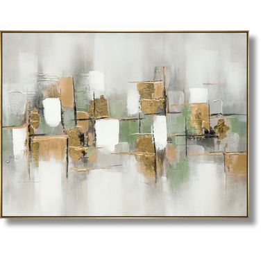 Radiant Haze Modern Blocks Canvas Wall Art In Gold