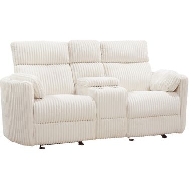 Radius Power Glider Reclining Console Loveseat In Off White