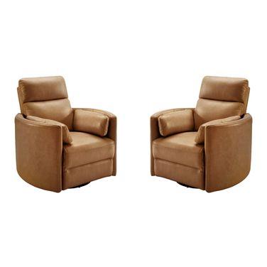 Radius Swivel Power Glider Recliner Set of 2 In Vintage Caramel