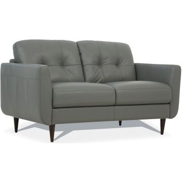 Radwan Pesto Green Leather Loveseat