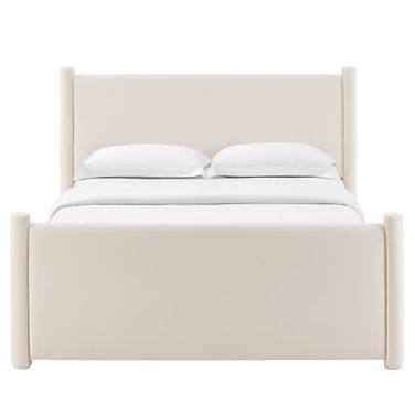 Rael Performance Velvet King Platform Bed In Alabaster