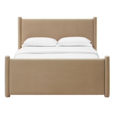 Rael Performance Velvet King Platform Bed In Taupe