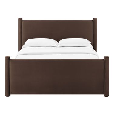 Rael Performance Velvet Queen Platform Bed In Chocolate Brown
