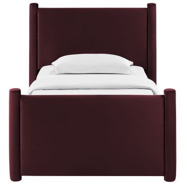 Rael Performance Velvet Twin Platform Bed In Mulberry
